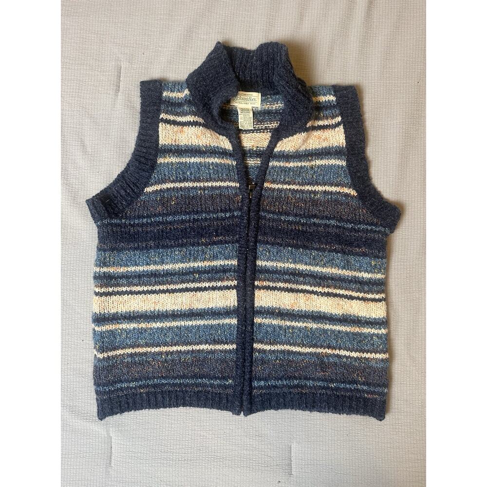 St. John’s Bay Women's Petite M Sweater Vest Wool Blend Striped 90s Vintage